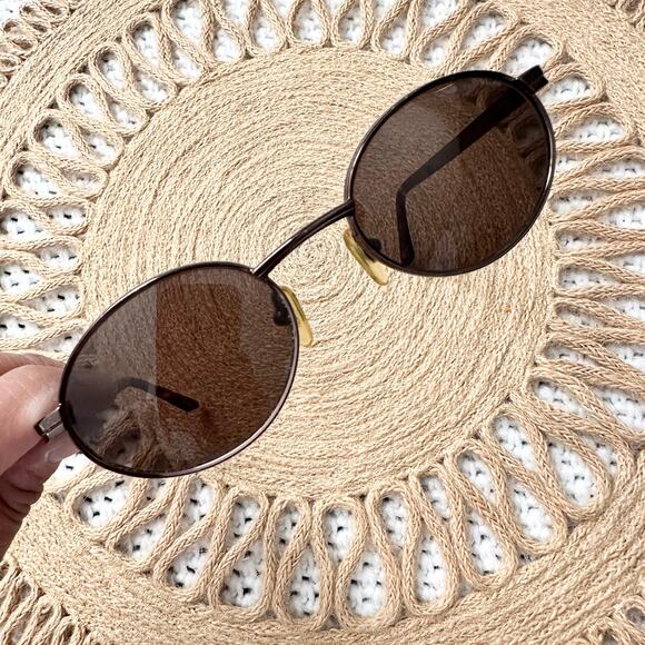 Ralph Lauren Vintage Mini Round Oval Brown Lens Metal Frame Y2K 90s Sunglasses - Picture 6 of 10